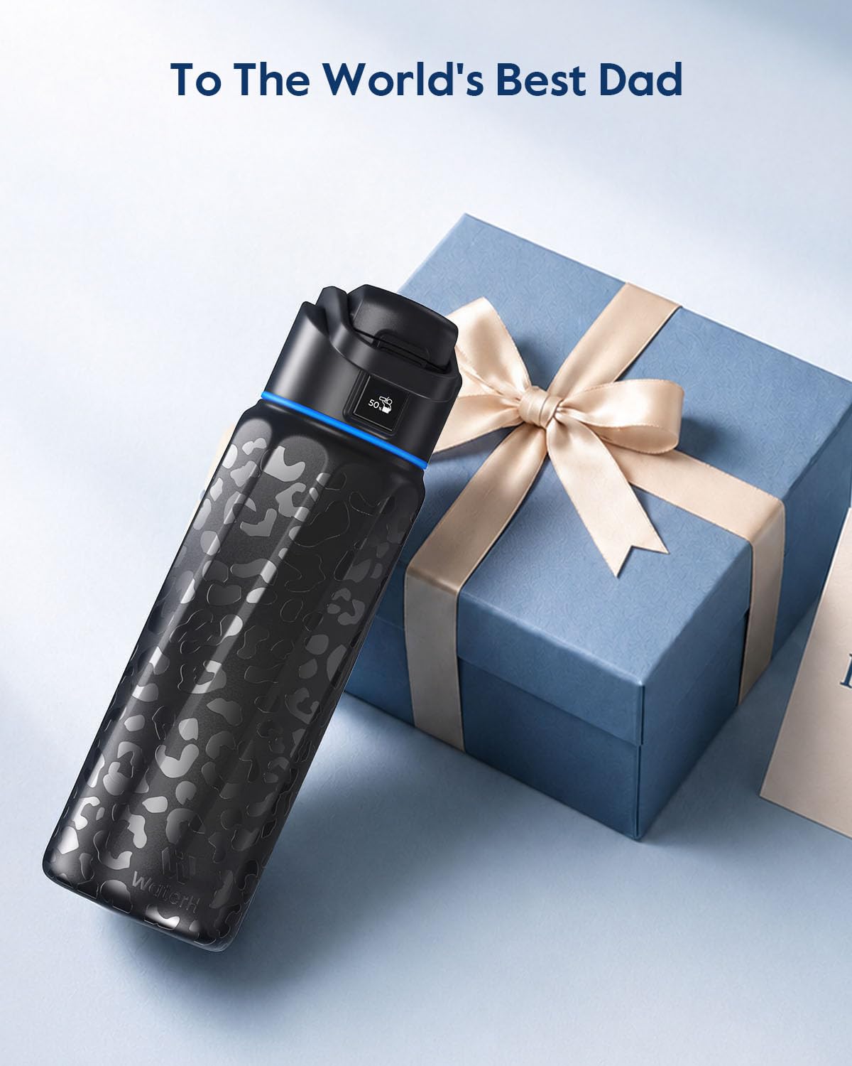 BOOST Smart Water Bottle that Reminds You to Drink, 24oz BPA-Free Stainless Steel Vacuum Insulated, Wide Mouth Water Tracker Bottle with APP for School, Gym, Office, Ideal for Father's Day