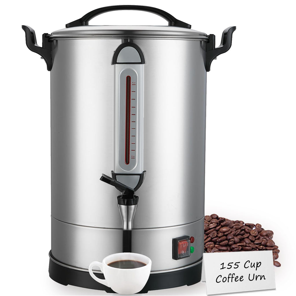 Commercial Coffee Maker 100 Cup Large Coffee Urn 4 Gallon 16L Industrial Coffee Dispenser 1300W Quick Brew Dual Wall Stainless Steel Hot Water Urn & Tea Maker for Catering, Wedding, Church & Events