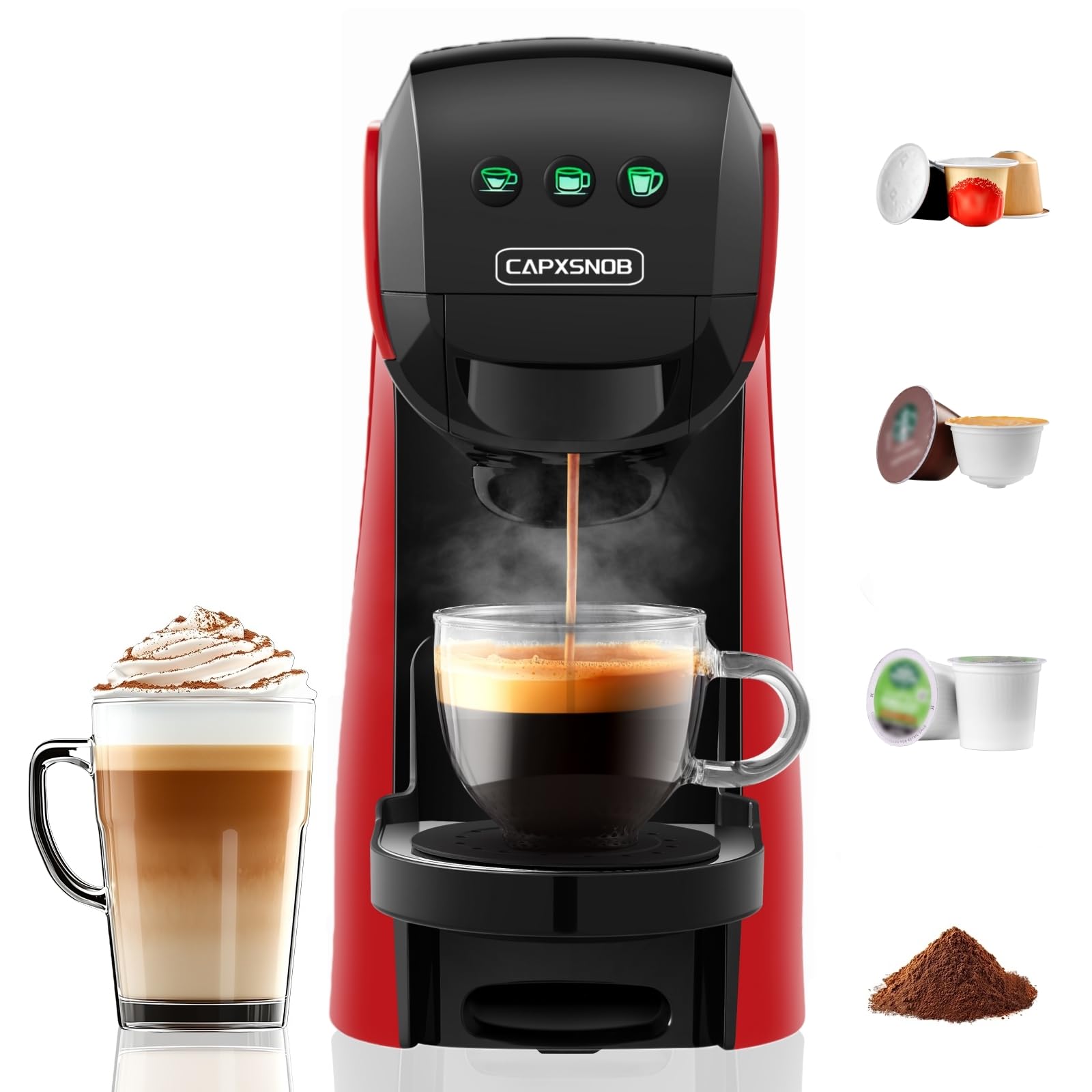 Warriors1 Mini Coffee Maker for Keurig K Cup, Espresso Machine for Nespresso Original, Dolce Gusto Pods, Ground Coffee, 20 Bar Coffee Machine fits kitchens, apartments, dorms, RVs, 28 oz Reservoir