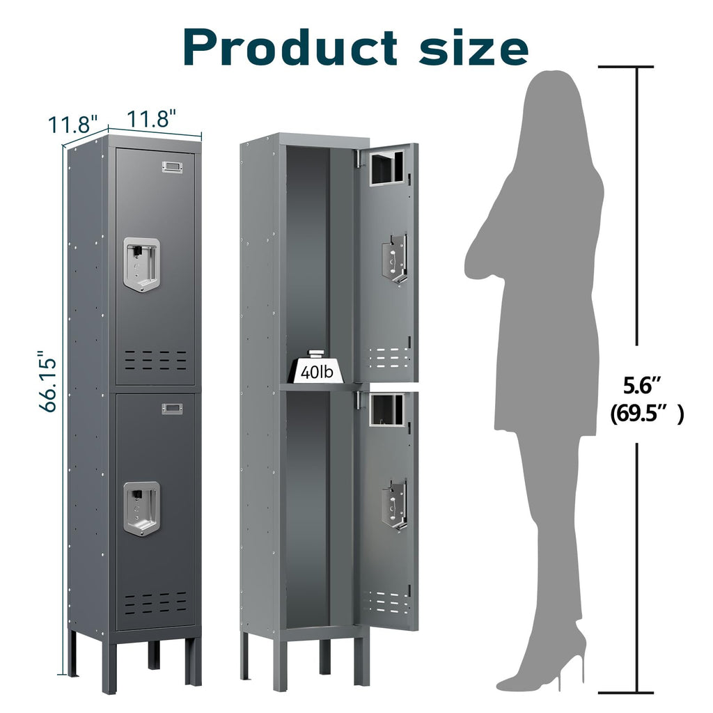 BUTISOW Metal Lockers - 66" Height Steel Lockers for Employees with 5 Door Storage Locker with Card Slot for Employees Gym School Home Office Garage - Assembly Required