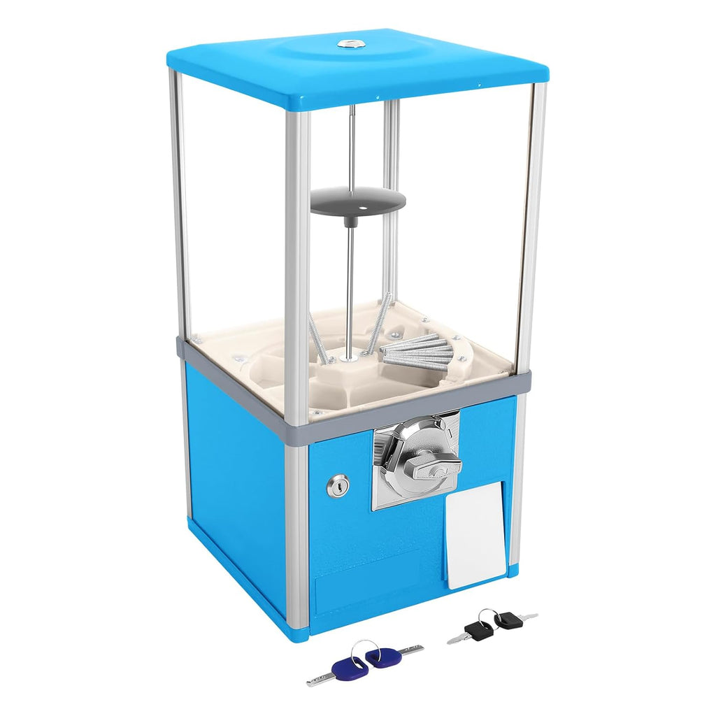 Vending Machine,Commercial Capsule Toys Vending Machine,1.77-1.97inches Ball Diameter,800 Coin Bank Capacity,4×25 Cent Coins,Blue Gumball Machine with Keys for Selling Capsule Toys, Twister Balls