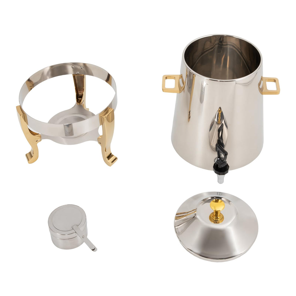 3.4 Gallon Stainless Steel Hot Beverage Drink Dispenser Can, Electric Coffee Urn with Fuel Holder 2-Way Continuous Heating, Tea Water Coffee Chafer Urn with Spigot for Parties Buffet Catering