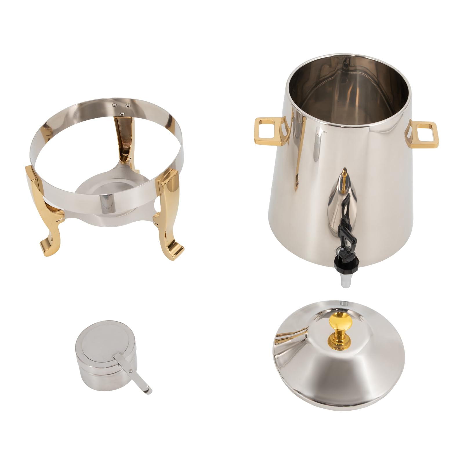3.4 Gallon Stainless Steel Hot Beverage Drink Dispenser Can, Electric Coffee Urn with Fuel Holder 2-Way Continuous Heating, Tea Water Coffee Chafer Urn with Spigot for Parties Buffet Catering