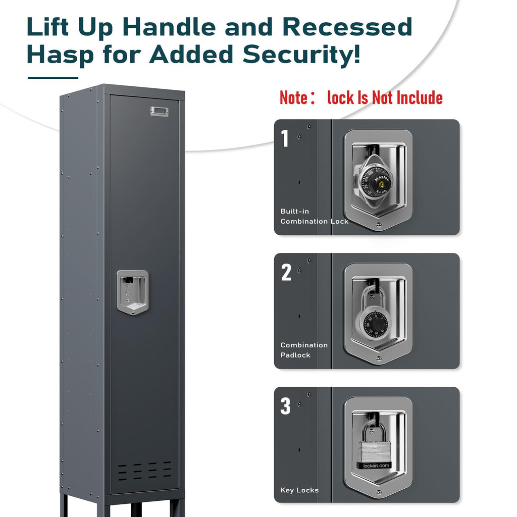 BUTISOW Metal Lockers - 66" Height Steel Lockers for Employees with 5 Door Storage Locker with Card Slot for Employees Gym School Home Office Garage - Assembly Required