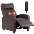 BestMassage | Recliner Chair | with 2 Point Massage Function | Pu Brown | with Lumbar Support, Adjustable Push Back, Footrest & Padded Seat | Easy Assembly | for Living Room, Home Theatre