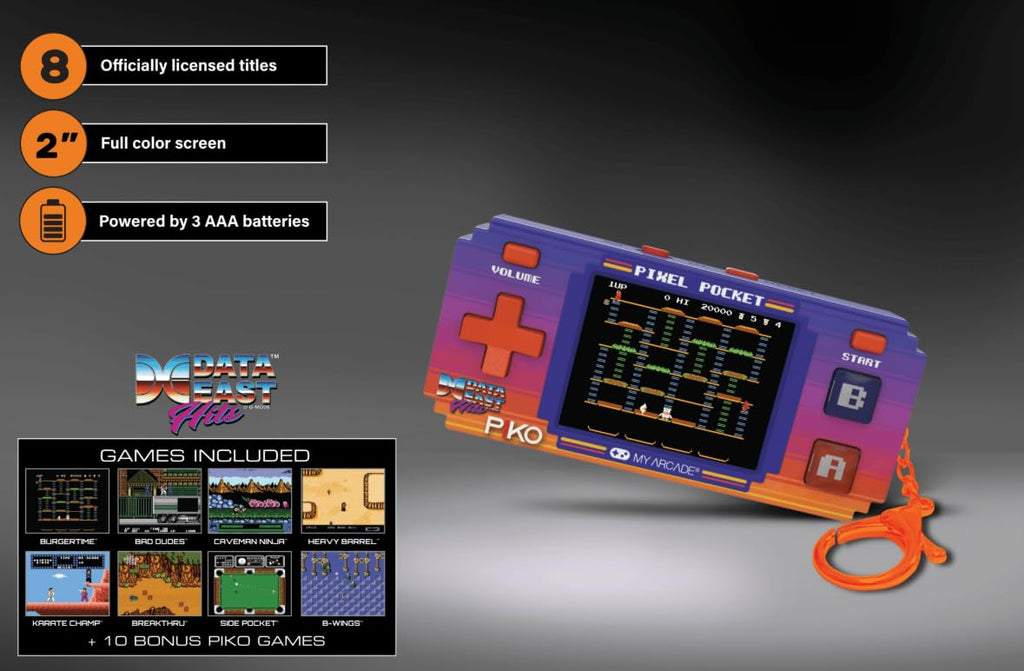 My Arcade Atari Pixel Pocket Pro: Preloaded Handheld, 25 Atari 2600 Games, Keychain Arcades