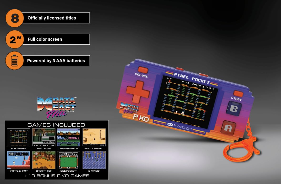 My Arcade Atari Pixel Pocket Pro: Preloaded Handheld, 25 Atari 2600 Games, Keychain Arcades