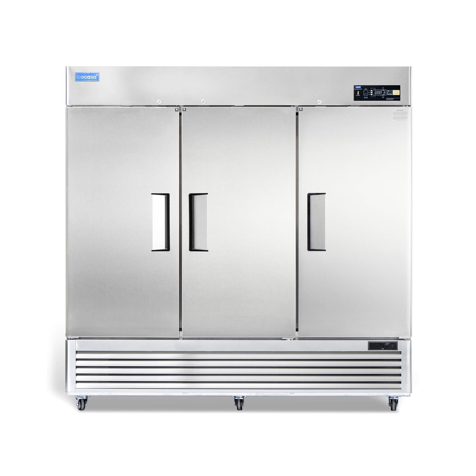 ICECASA 48" W Commercial Refrigerator Reach-in 36 Cu.ft 2 Solid Door Stainless Steel Commercial Refrigerator Fan Cooling for Restuarant, Bar, Shop, etc