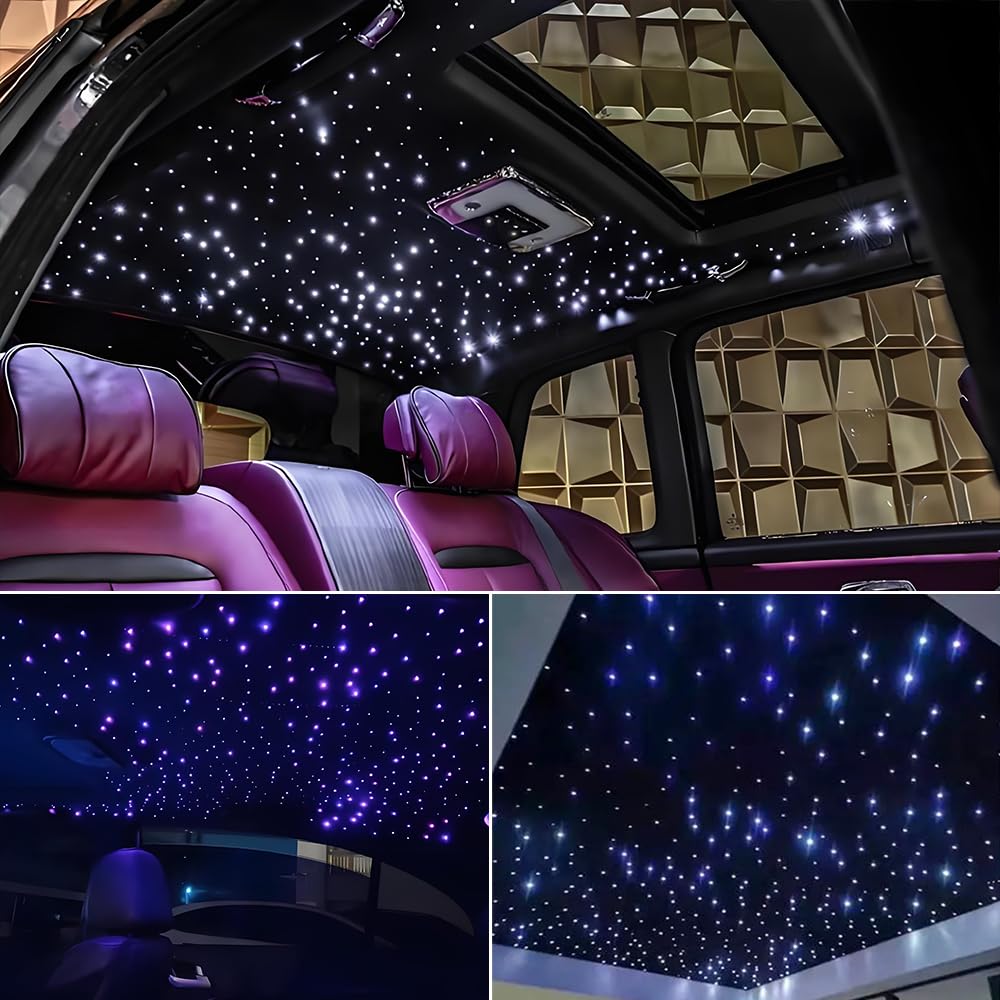 AKEPO Shooting Star+Twinkle Fiber Optic Lights Kit, Car Home Use Meteor APP Control Music Activated Star Ceiling Sky Light, RGBW Light Engine+Mixed Diameter Fibers 460pcs of 9.8ft/3m+Remote