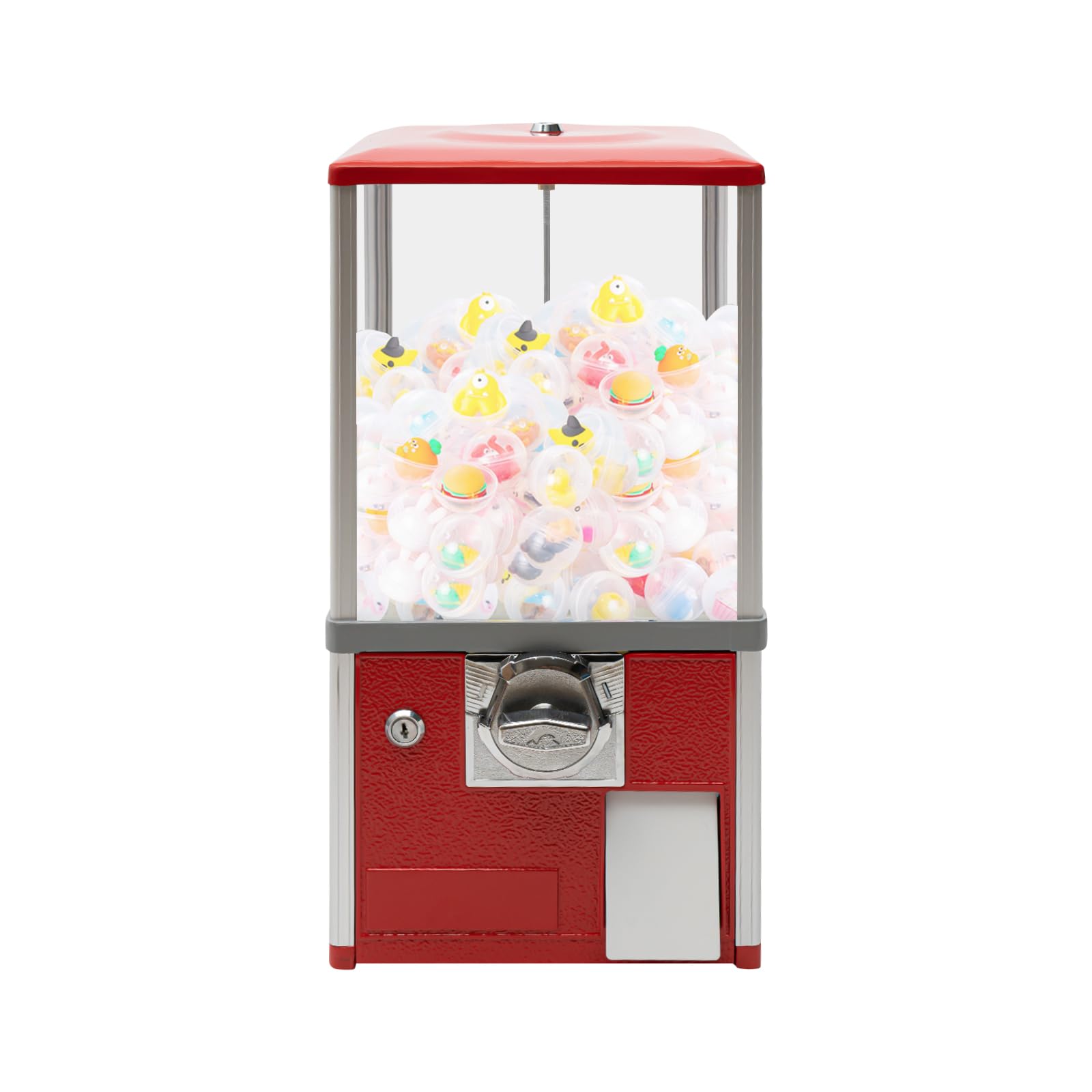 25 Cents Coin Operated Vending Machine, 1.77-1.97 Inch Spherical Capsule Candy Dispenser Store Bulk Vending Machine for Game Stores, Retail Stores, Gumball Bank (Yellow)