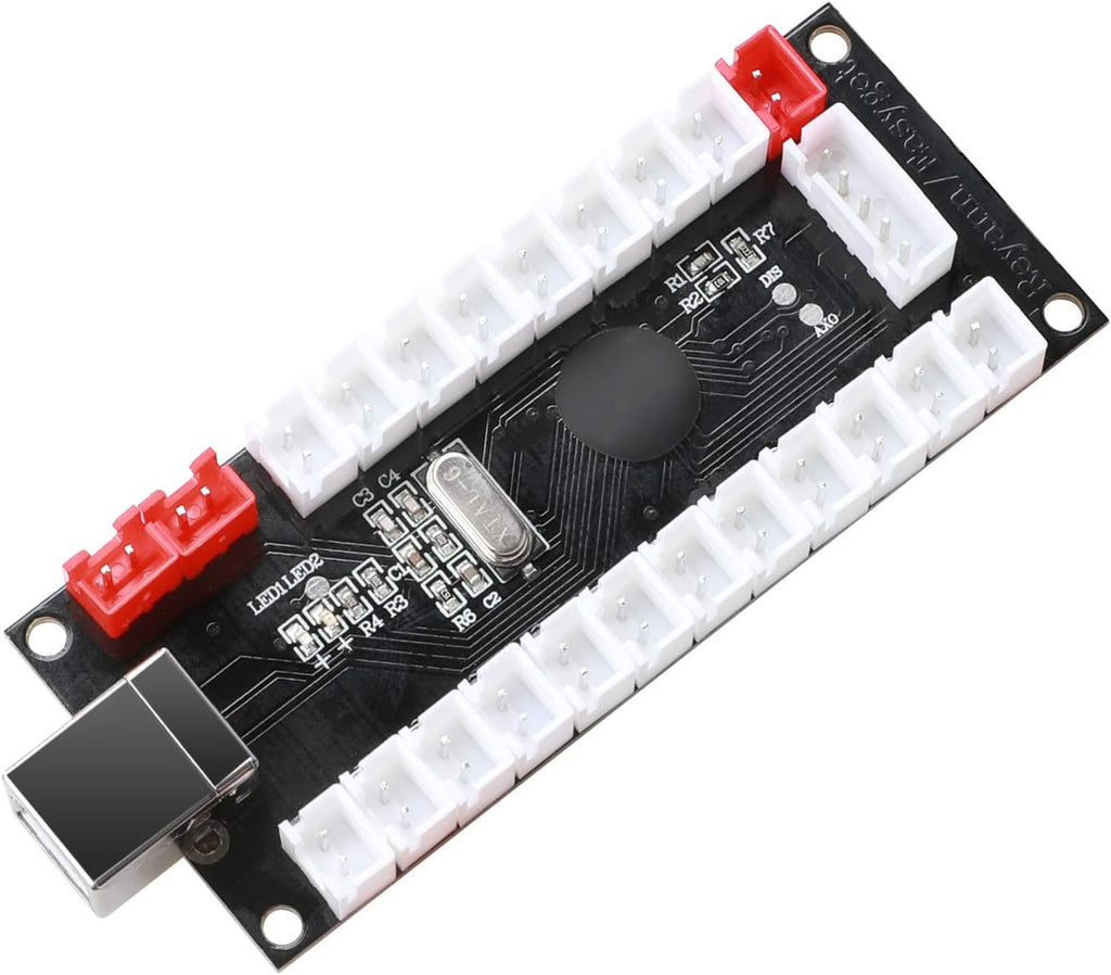 1-Player PC Joystick DIY Kit Arcade Joystick DIY Parts,1x Zero Delay USB Encoder + 1x Joystick + 10x Arcade Button for MAME, Raspberry Pi RetroPie DIY, Classic Arcade DIY for Kids - Black