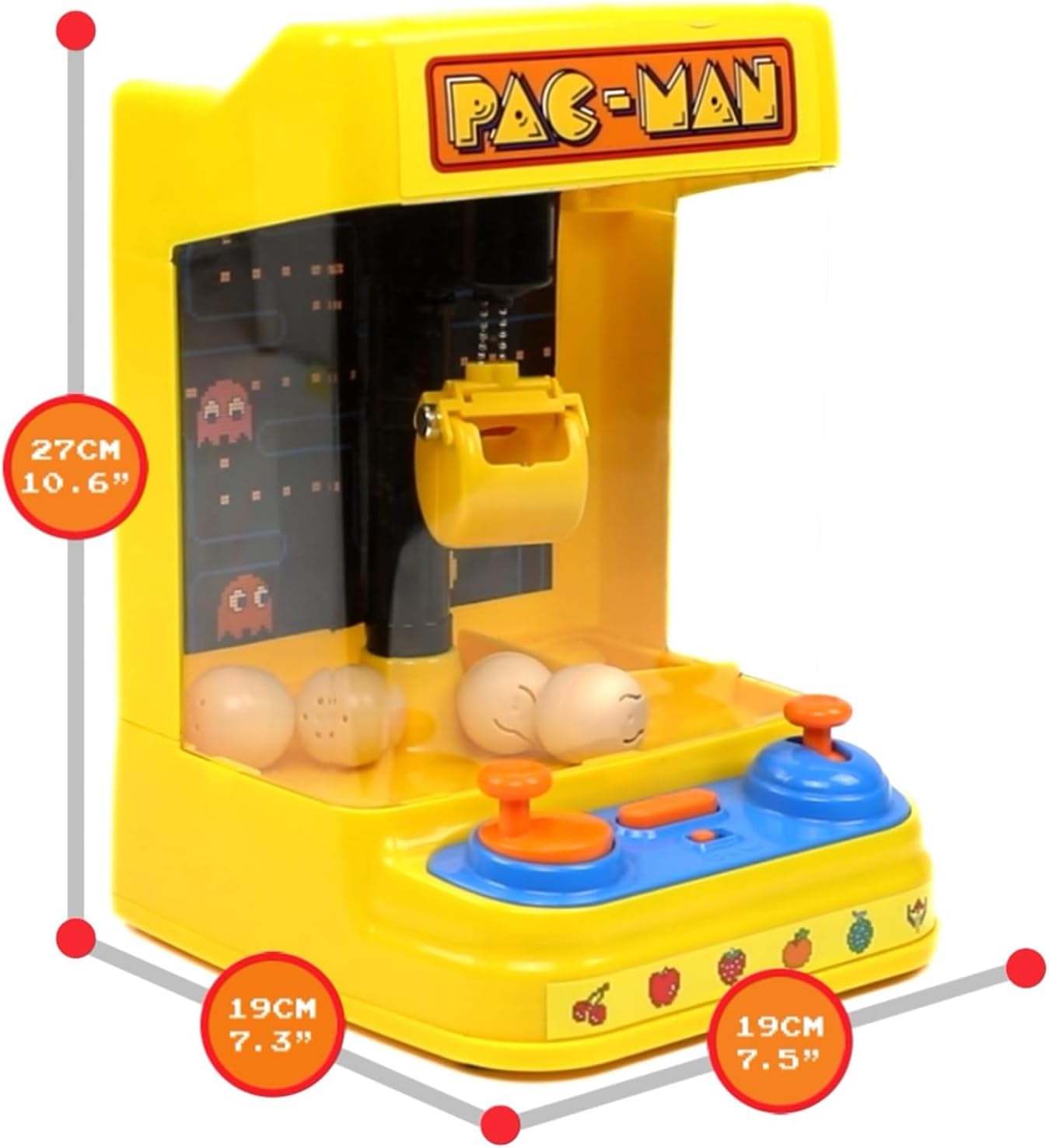 Pac-Man: Arcade Claw Crane - Core Series, Lights-Sounds Tabletop Game, Dual Joystick, Fill Pellets with Prizes, Licensed Collectible Toy, Adult-Kid 4+