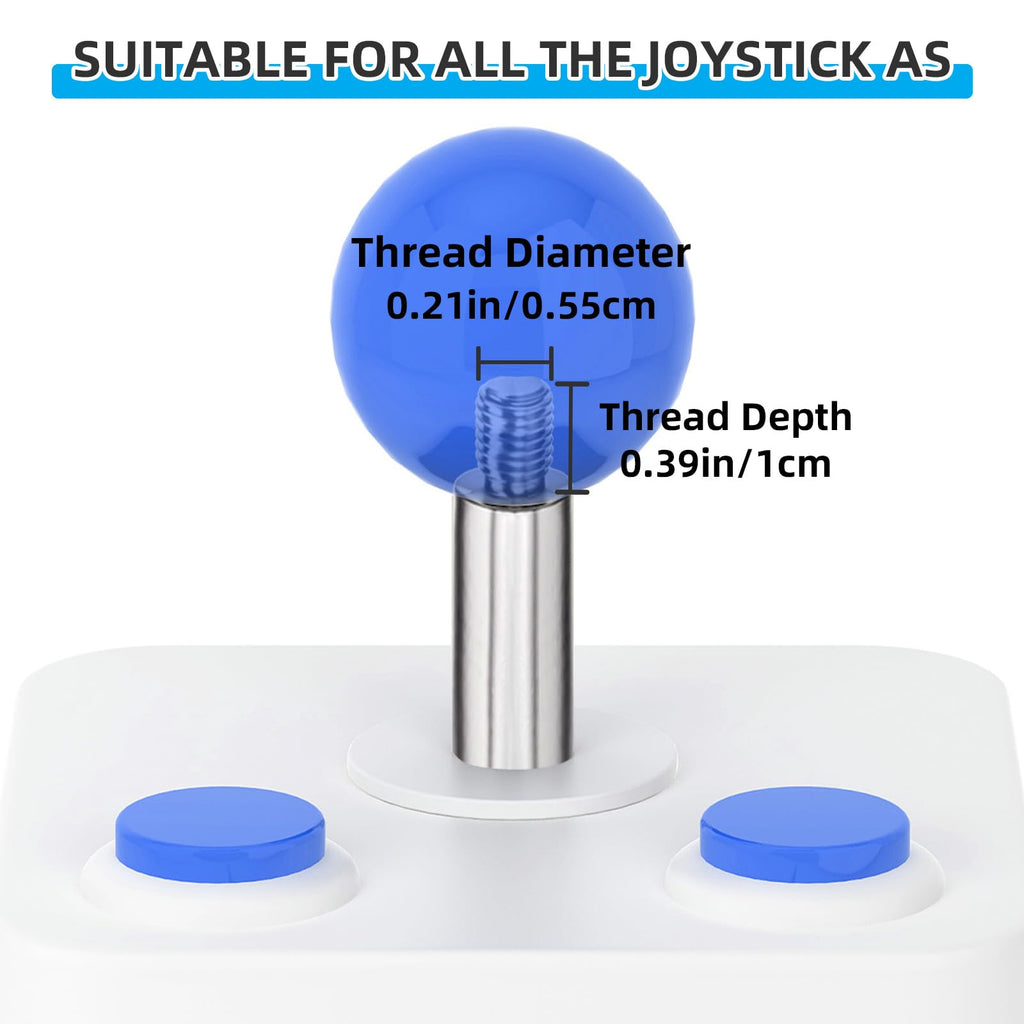 Gallipower 4Pcs Joystick Head,Arcade Joystick Ball Top Handle Rocker Round Head,Arcade Kit DIY Replacement Parts(Blue,Green,Red,Yellow)
