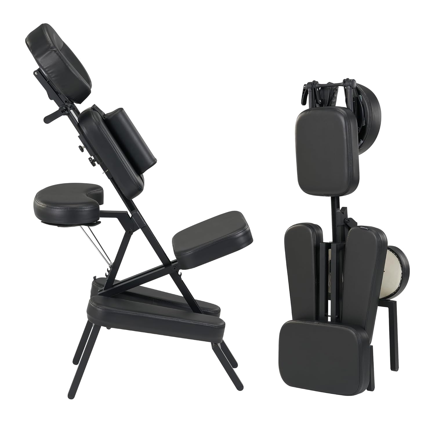 Master Massage Apollo Extra Large Size Portable Massage Chair-Lightweight Aluminum Tattoo Foldable-Sitting Posture Folding Massage Chair-with Larger Cushions and Wheels Bag-in Black