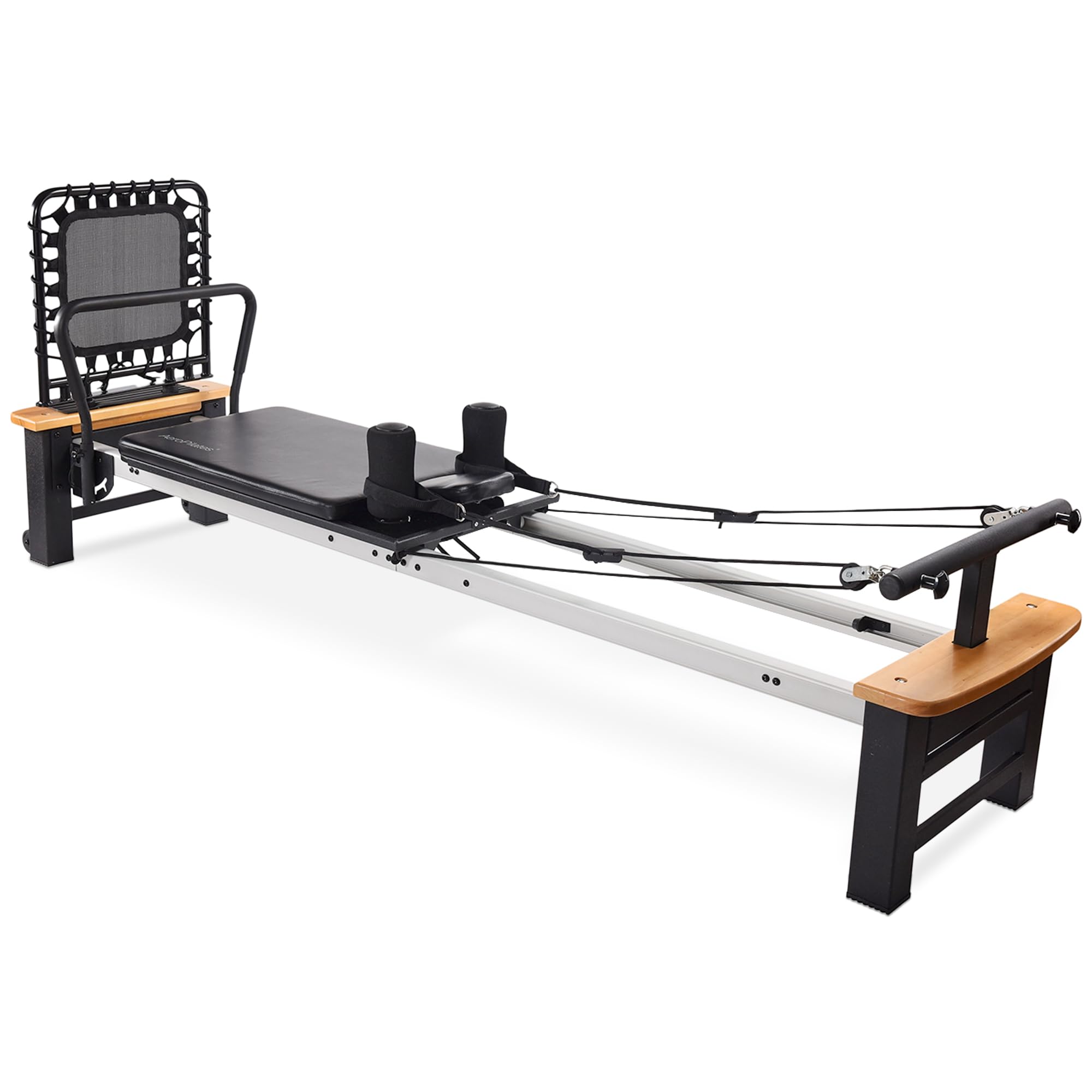 Stamina Products AeroPilates Board Reformer with Oak Wood Base – Studio Grade for Home Use with Cardio Rebounder, Adjustable Foot Bar, 4 Resistance Springs, and Workout DVD