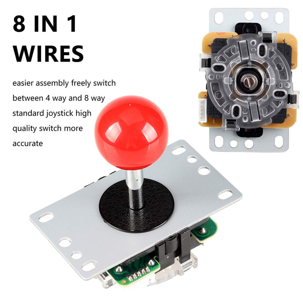 Fosiya 1 Player USB Encoder to PC Arcade Joystick Red Top Ball + 10x 5V LED Arcade Buttons for Arcade PC Games Mame Raspberry Pi