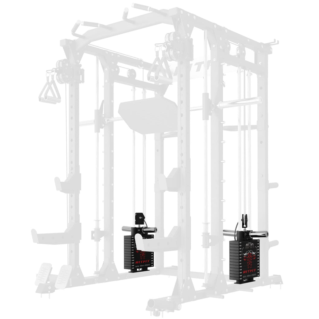 RitFit Buffalo Smith Machine, Power cage with LAT-Pull Down System & Cable Crossover System, All-in-One Squat Rack for Home Gym, Power Rack