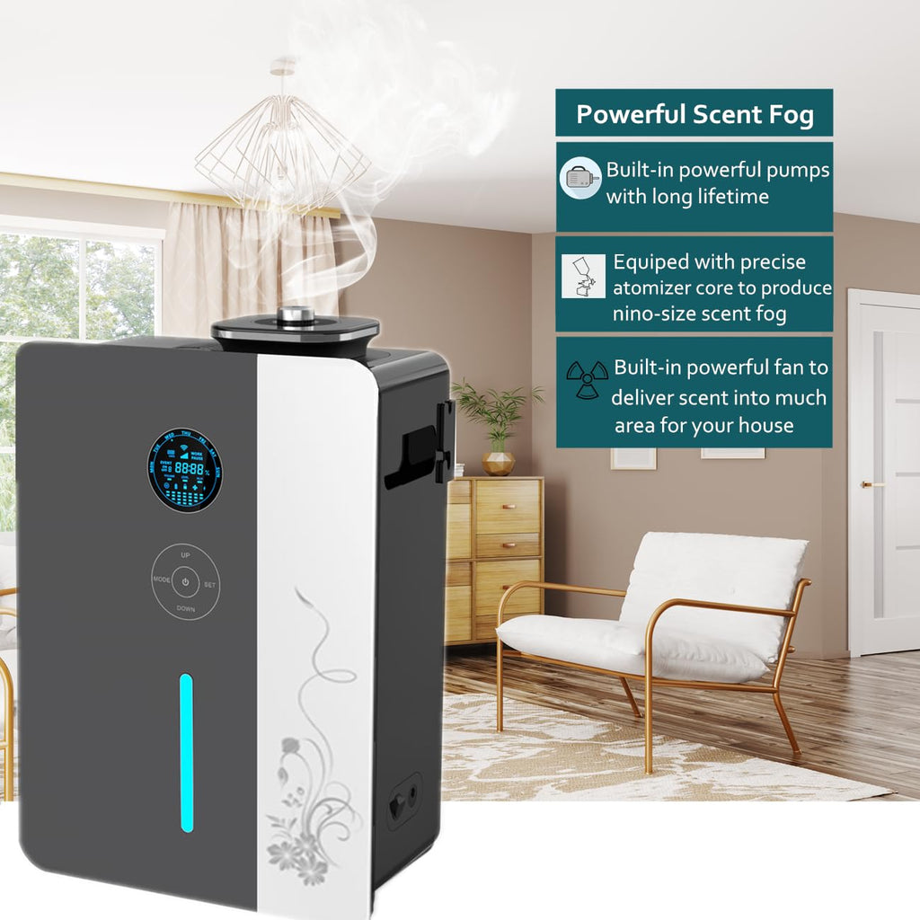 Kevinleo Scent Diffuser Machine – 7,500 Sq.Ft Waterless Cold-Air Technology, WiFi & App Control, HVAC Connect & Standalone, 800ml Essential Oil Diffuser for Office, Hotel, Home Gym, Commercial Use