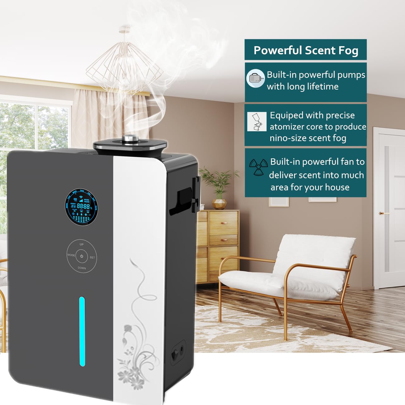 Kevinleo Scent Diffuser Machine – 7,500 Sq.Ft Waterless Cold-Air Technology, WiFi & App Control, HVAC Connect & Standalone, 800ml Essential Oil Diffuser for Office, Hotel, Home Gym, Commercial Use