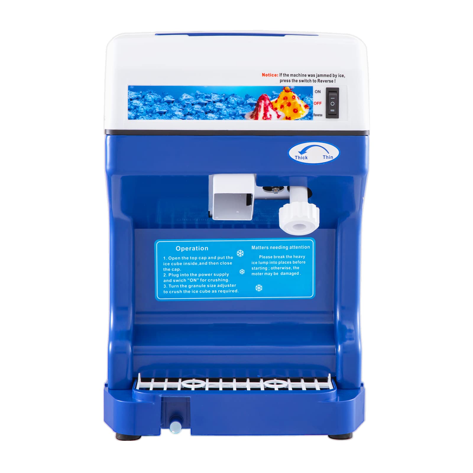 VEVOR Commercial Ice Shaver Crusher, 220lbs/hr Electric Fluffy Ice & Snow Cone Machine, 250W 1500RPM Tabletop Fluffy Shaved-Ice Machine for Parties Events Snack Bar, Home and Commercial Use (White)