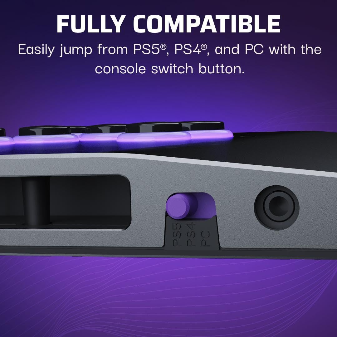 Turtle Beach Victrix Pro KO Leverless All Button Fight Stick for PlayStation 5, Officially Licensed PS5|PS4, Windows 10/11 PC, Customizable eSports Tournament Ready Controller, Arcade Controller, Gray