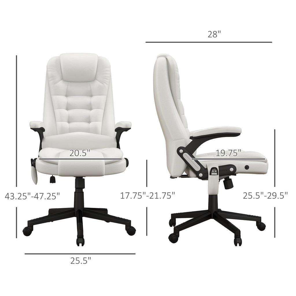 HOMCOM High Back Vibration Massage Office Chair with 6 Vibration Points, Heated Reclining PU Leather Computer Chair with Armrest and Remote, Brown