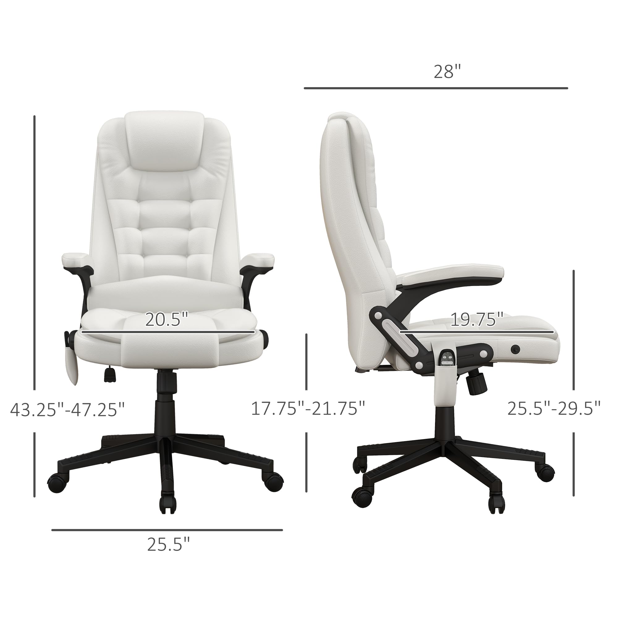 HOMCOM High Back Vibration Massage Office Chair with 6 Vibration Points, Heated Reclining PU Leather Computer Chair with Armrest and Remote, Brown