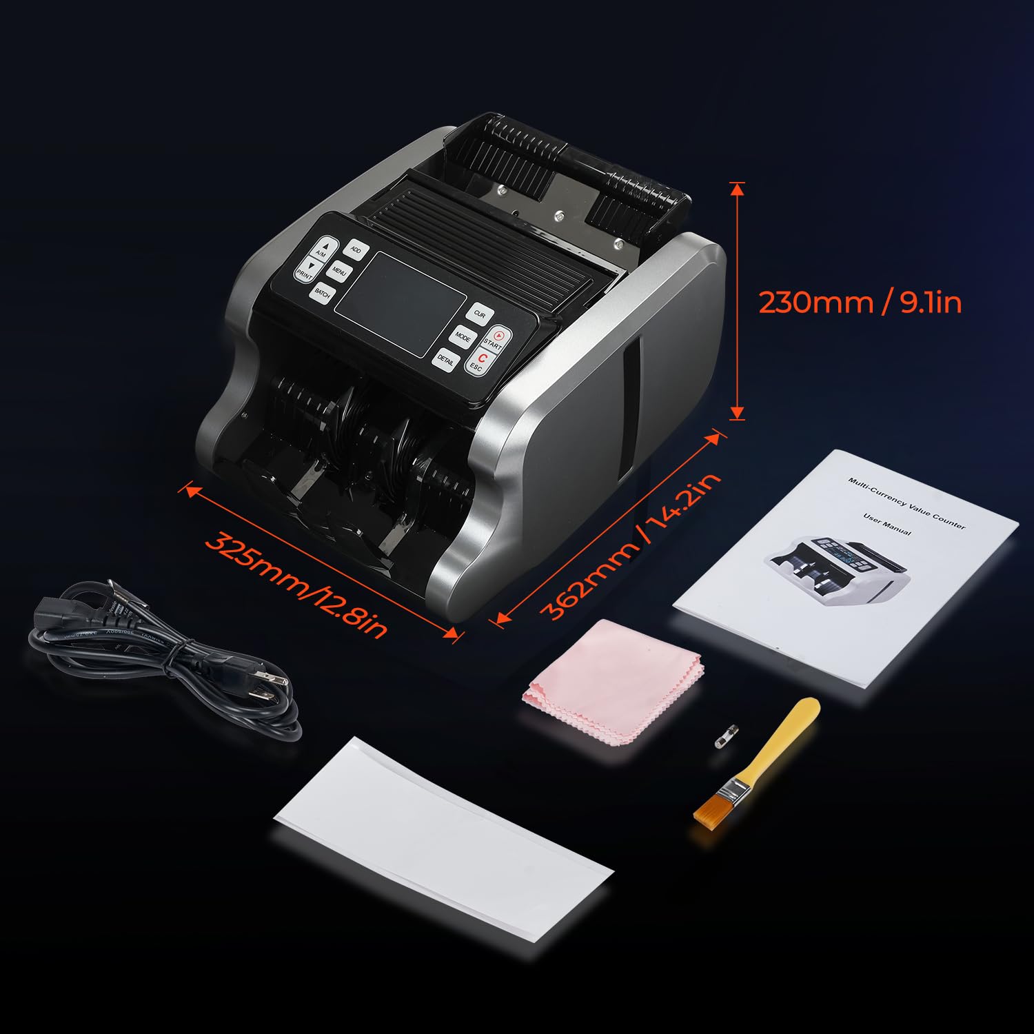 MUNBYN IMC09 Mixed Denomination Money Counter Machine, Value Counting, UV/MG/IR/MT Bill Counter, 3.5" TFT Display Money Counting Machine, USD, EUR, MXN, CAD Cash Counter for Business (White)