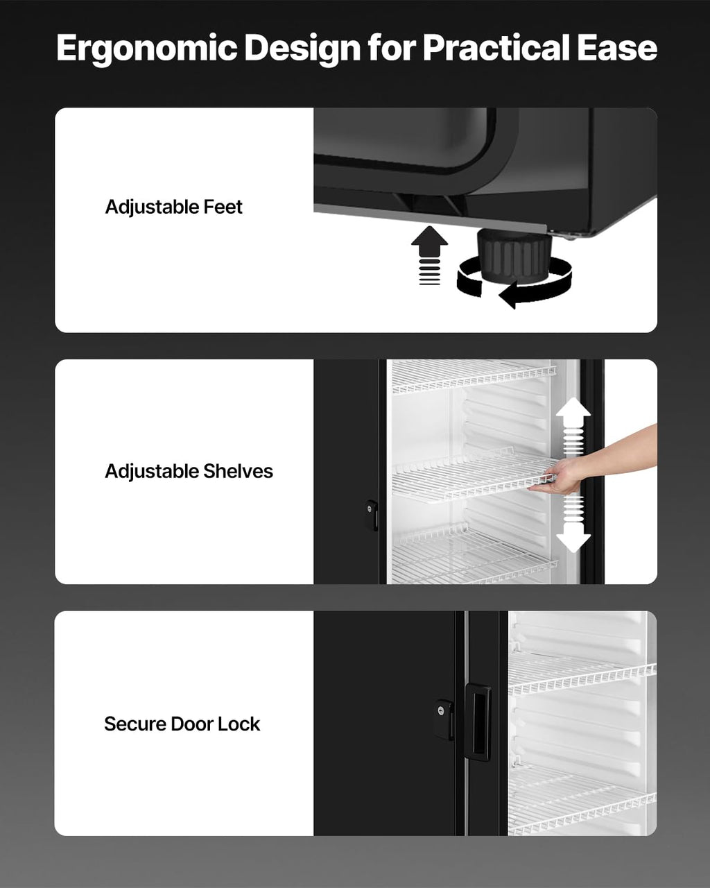 VEVOR Commercial Merchandiser Refrigerator, 6.9 Cu.Ft / 195L Glass Door Display Refrigerator, Upright Beverage Cooler Fridge with 4 Adjustable Shelves, Soft LED Light & Casters for Homes Shops Bars