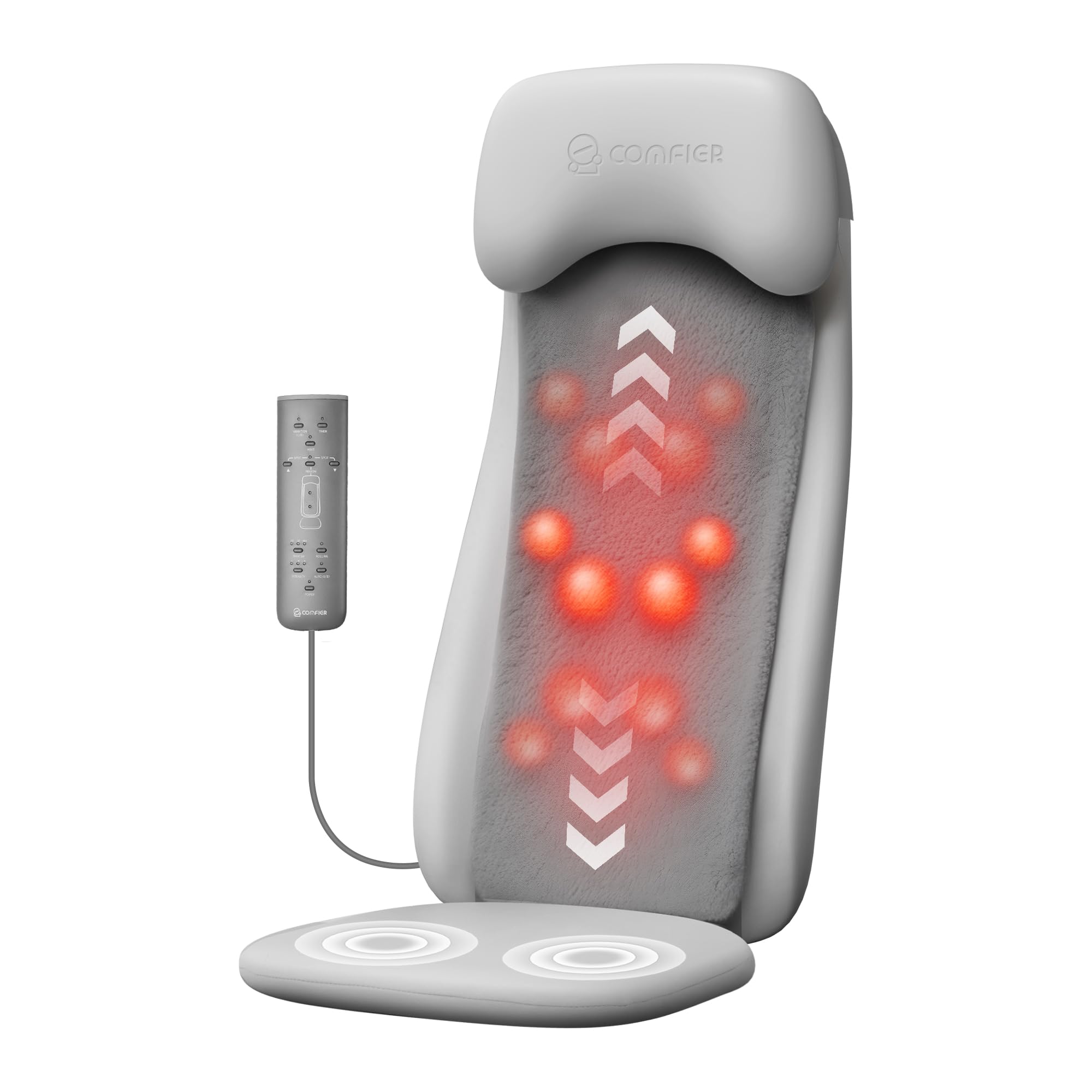COMFIER Massager Chair with Heat, Shiatsu Neck Back Massager Portable with Compression & Rolling,Massage Chair Pad for Neck & Back for Muscle Tension Relief, Father Day Gift