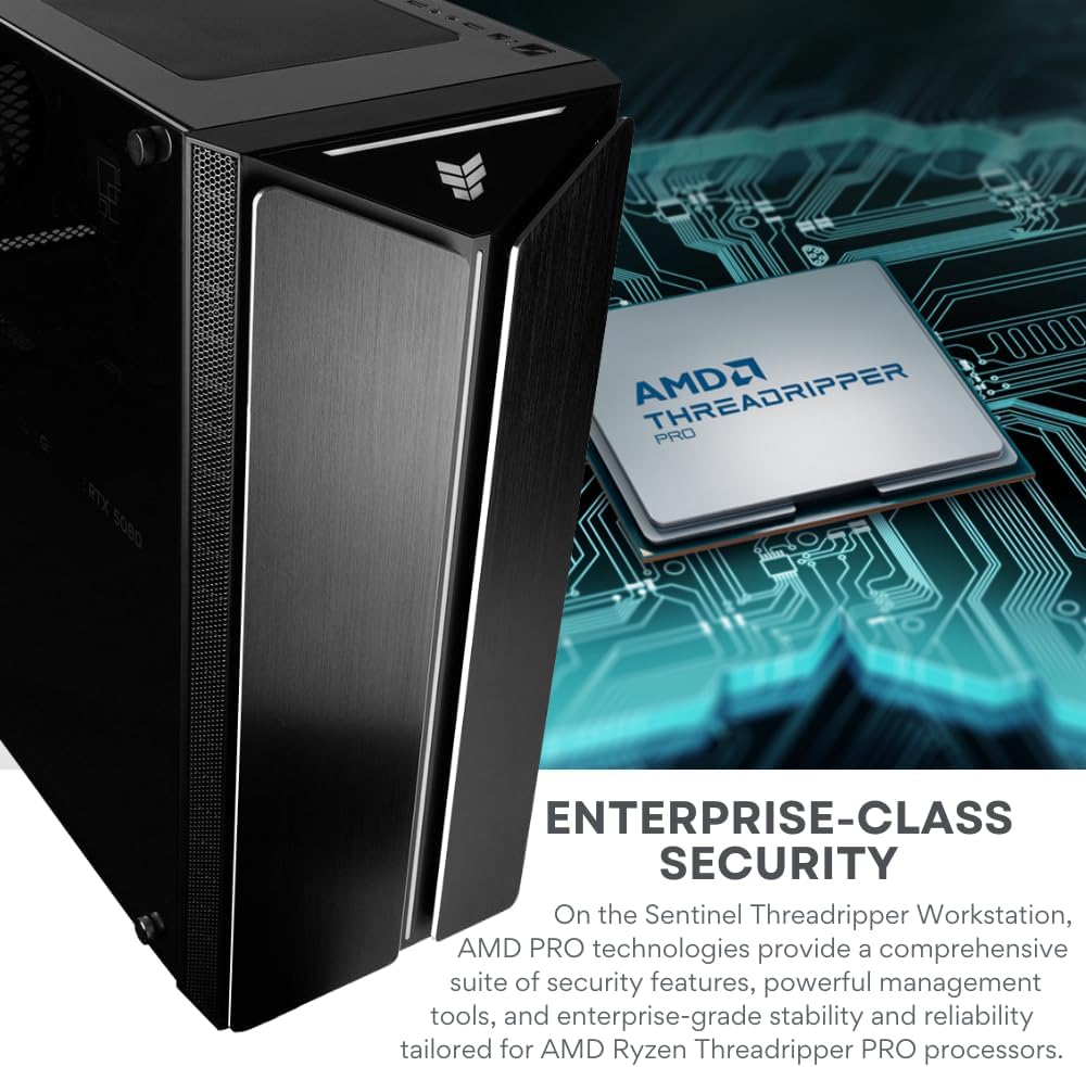 Sentinel Threadripper PRO 9995WX 96-Core Workstation PC RTX 5090, 384GB RAM, 4TB Gen5 SSD+12TB HDD, W11P (High Performance Desktop for Gen AI, AR, ML, CAD, Deep Learning, 3D Modeling, Rendering)