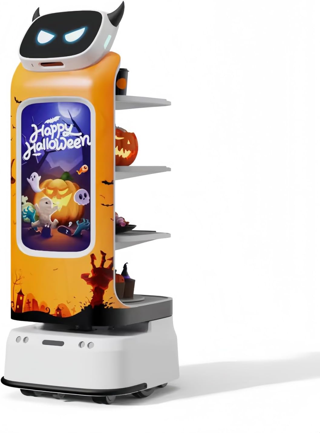 Restaurant Service Robot–Interactive Smart Waiter for Food & Drink Delivery, Autonomous Indoor Navigation, Automatic Obstacle Avoidance, Elevator Control, Self-Charging, Large Tray