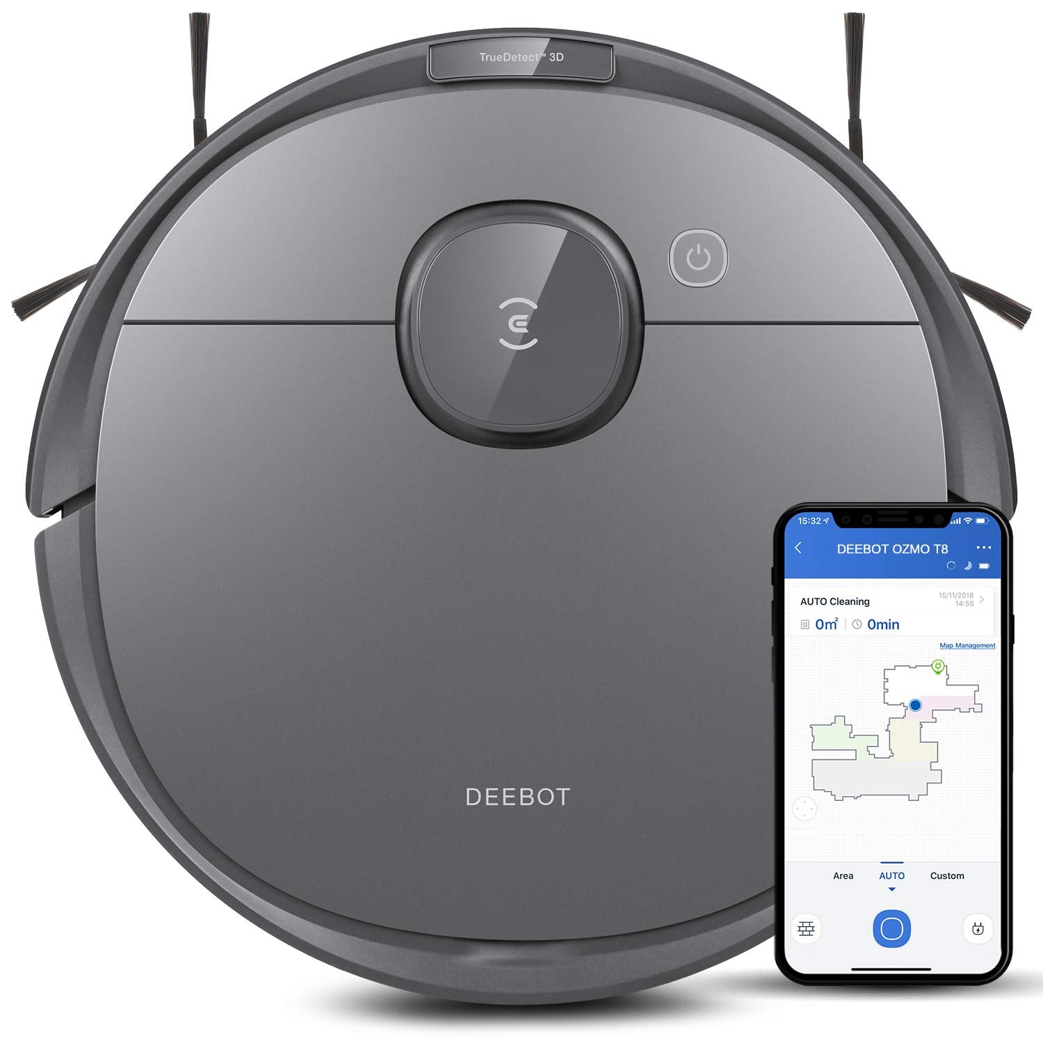 ECOVACS DEEBOT T80 Omni Robot Vacuum and Mop, Instant Self-Cleaning OZMO Roller Mop, TruEdge Deep Cleaning, AI Navigation, 18,000Pa Suction and ZeroTangle 3.0 for Pets and Carpets