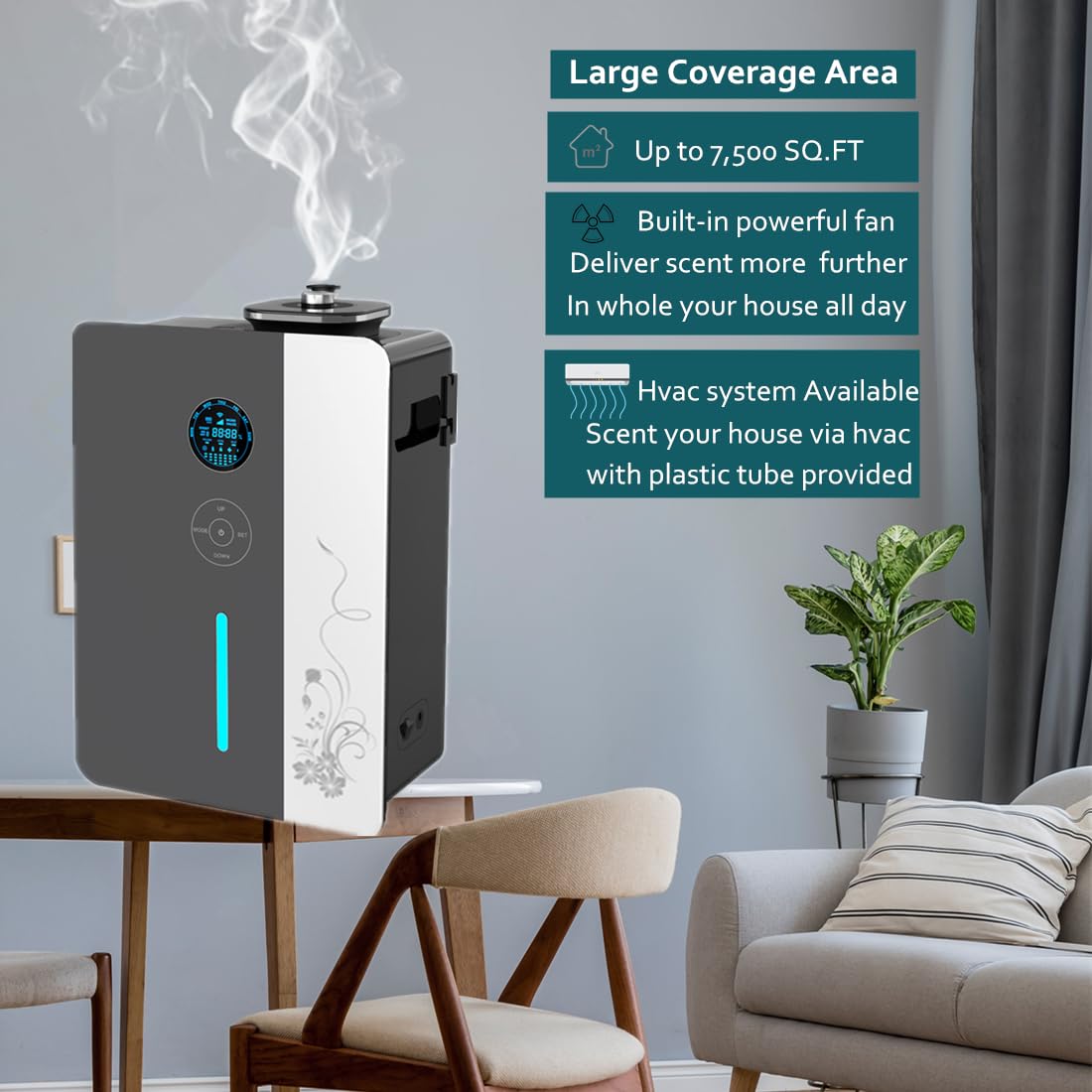 Kevinleo Scent Diffuser Machine – 7,500 Sq.Ft Waterless Cold-Air Technology, WiFi & App Control, HVAC Connect & Standalone, 800ml Essential Oil Diffuser for Office, Hotel, Home Gym, Commercial Use