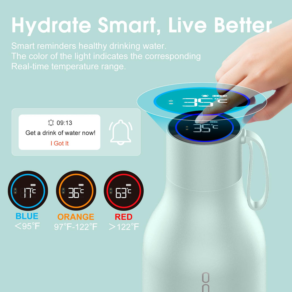 VSITOO 33oz Smart Self-Cleaning Water Bottle，Large Insulated Stainless Steel Bottle with AI Self-Clean, 30-Day Battery & Magnetic Charging for Outdoor Travel, Gym or Office, Pink