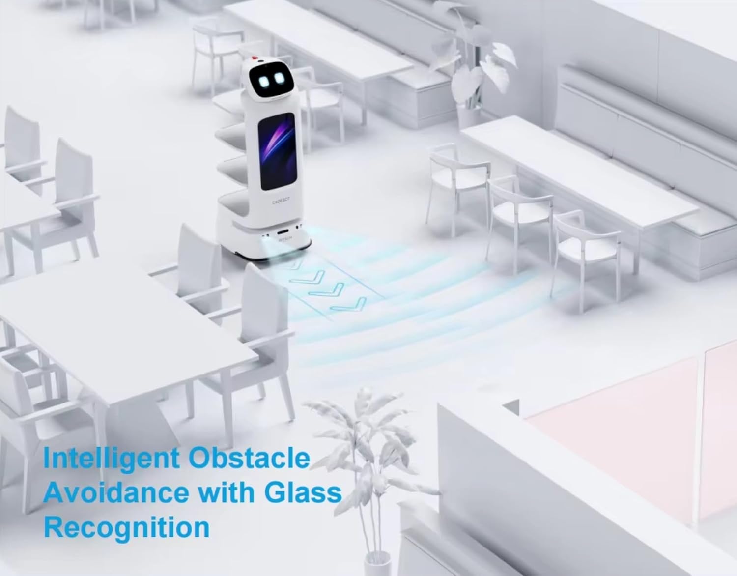 Smart Catering Service Robot, APP Call Food Delivery Robot with Greeting Guidance, Optimal Path Planning & Precise Positioning for Hospitality Use