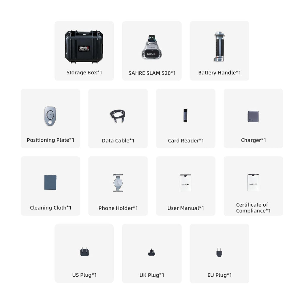 SHARE SLAM S20 Handheld 3D LiDAR Scanner - Professional Spatial Mapping Camera for Surveying & Architecture | 1cm Relative Accuracy, 70m Range, Dual 1-Inch Sensor | True-Color Point Cloud & 3DGS Ready
