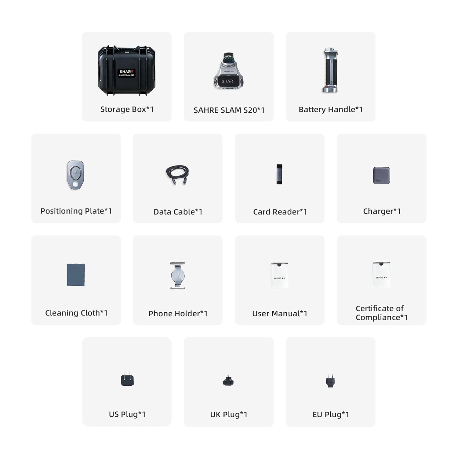 SHARE SLAM S20 Handheld 3D LiDAR Scanner - Professional Spatial Mapping Camera for Surveying & Architecture | 1cm Relative Accuracy, 70m Range, Dual 1-Inch Sensor | True-Color Point Cloud & 3DGS Ready