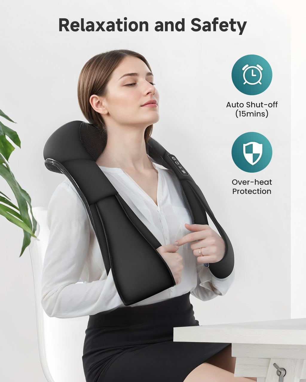 Snailax Shiatsu Neck and Shoulder Massager - Back Massager with Heat, Deep Kneading Electric Massage Pillow for Neck, Back, Shoulder,Foot,Body