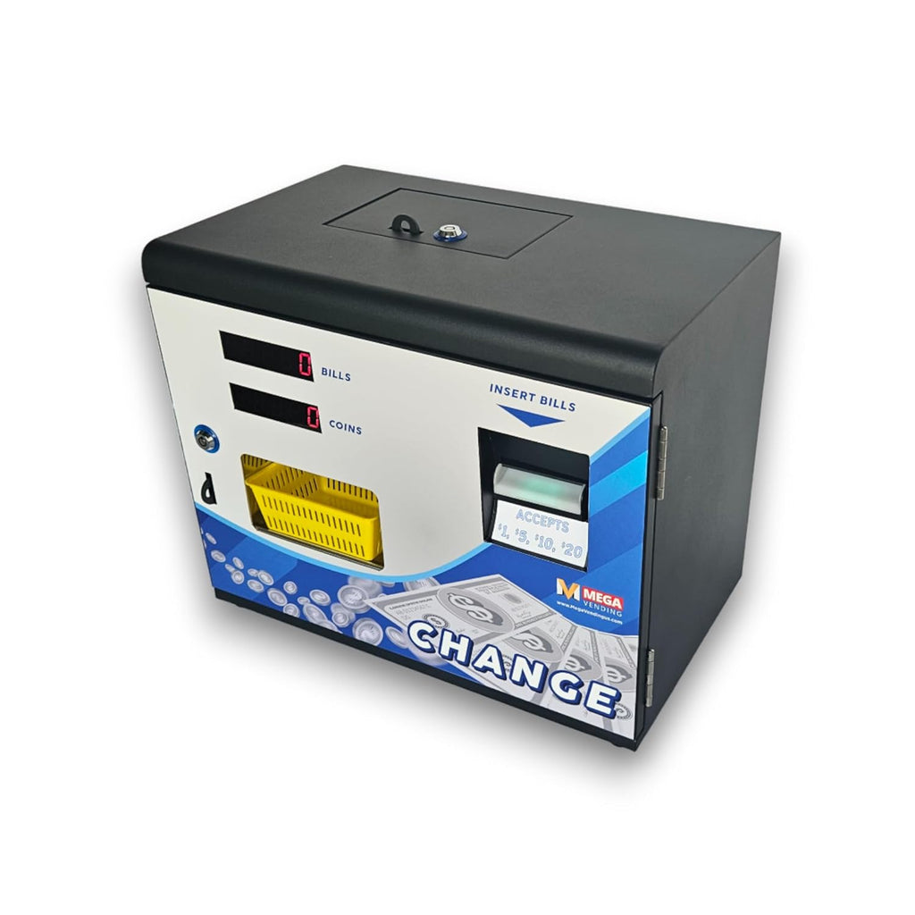 Dollar Bill Changer Machine – Front Door Bill to Coin Change Machine Black, Slots, Arcades, Laundry Stores Accepts Various Denominations to Dispense US Quarters/Tokens – Fits 3000 Coins