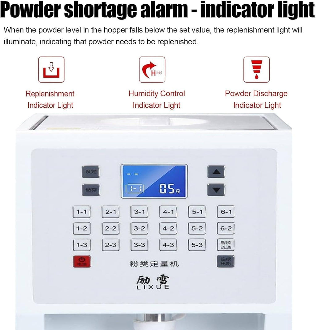 Commercial Matcha Coffee Powder Dispenser, Electric Automatic Quantitative Dispensing Machine with 17 Memory Buttons,for Protein Powder,Creamer, Fruit Flour and Milk Tea Raw Materials