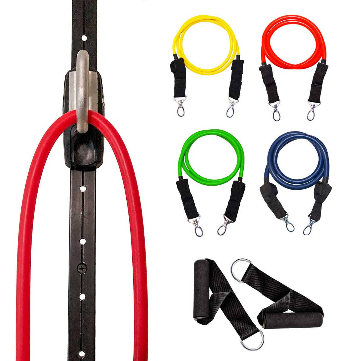 Space Saver Gym Resistance Bands Exercise Equipment for at Home Fitness Workout | Resistance Band Wall Anchor for Kinetic Bands with 1 Rail, 1 Rail Car