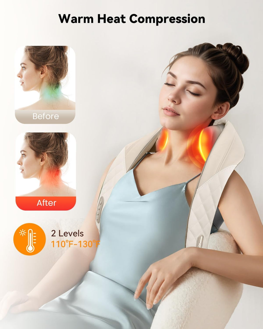 Snailax Cordless Neck Massager with Heat for Pain Relief Deep Tissue, 4D Kneading,Rechargeable Shiatsu Back Neck Massager for Neck, Shoulders Back，Gift for Father