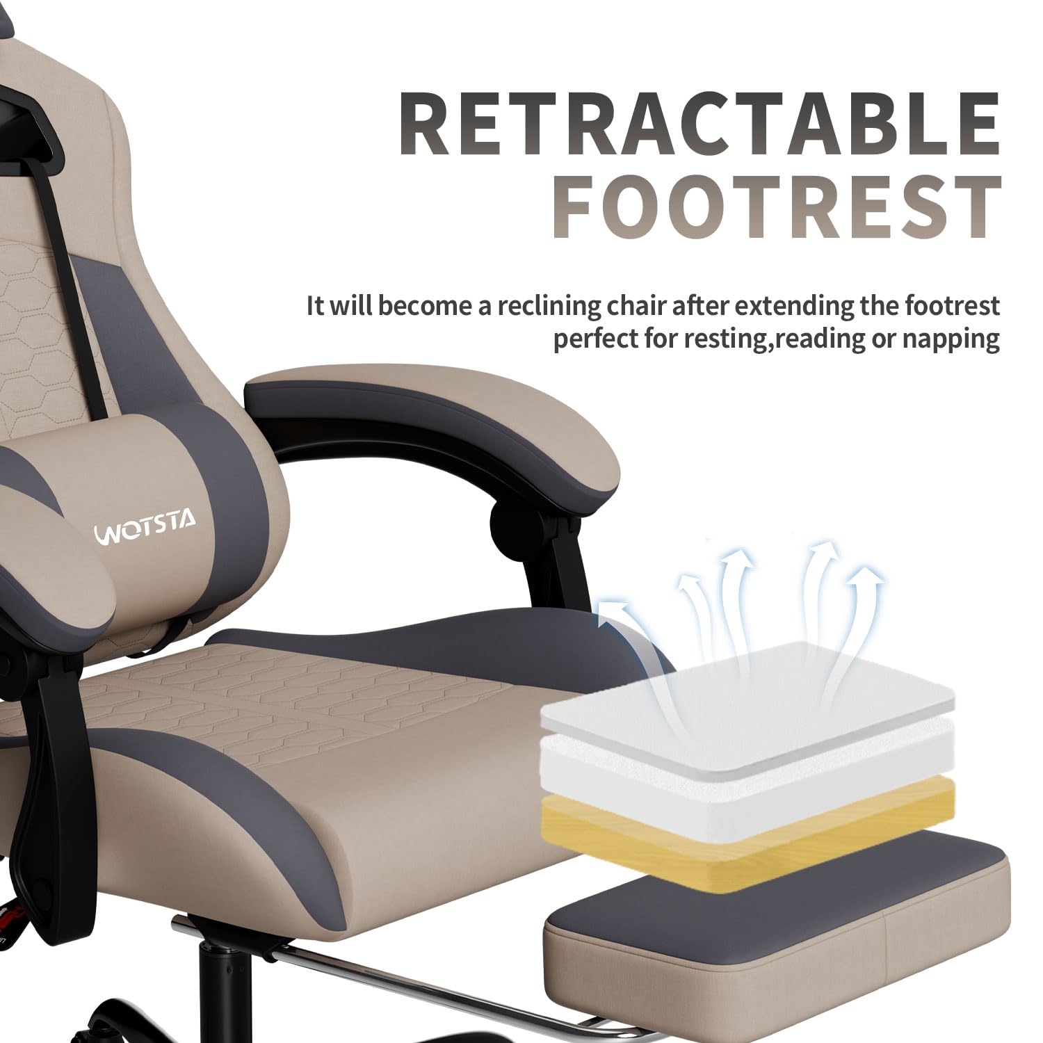 Gaming Chair with Massage,Ergonomic PC Gaming Chair with Footrest Comfortable Headrest and Lumbar Support, High Back, 300LBS (Grey)