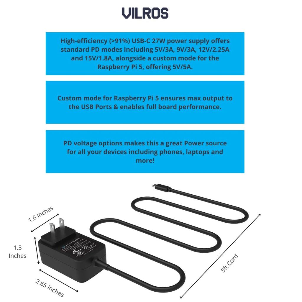 Vilros Raspberry Pi 5 Starter Kit MAX – Official 8GB RAM Pi 5 Board, 128GB Preloaded Micro SD, Case, Power Supply & Cooling – Complete Plug-and-Play Kit for Beginners & Advanced Users