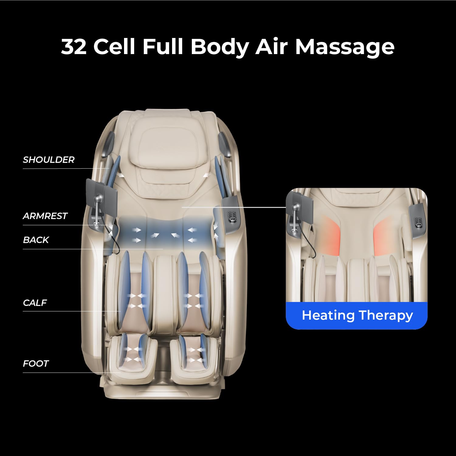Osaki 4D Achilles l 360 Rotating Footrest l Full Body Massage Chair l Zero Gravity l 360 Kenading Calfrest l Lumbar Heating l Touchscreen Controller l Auto Body Scan l Bluetooth Speaker (Black)