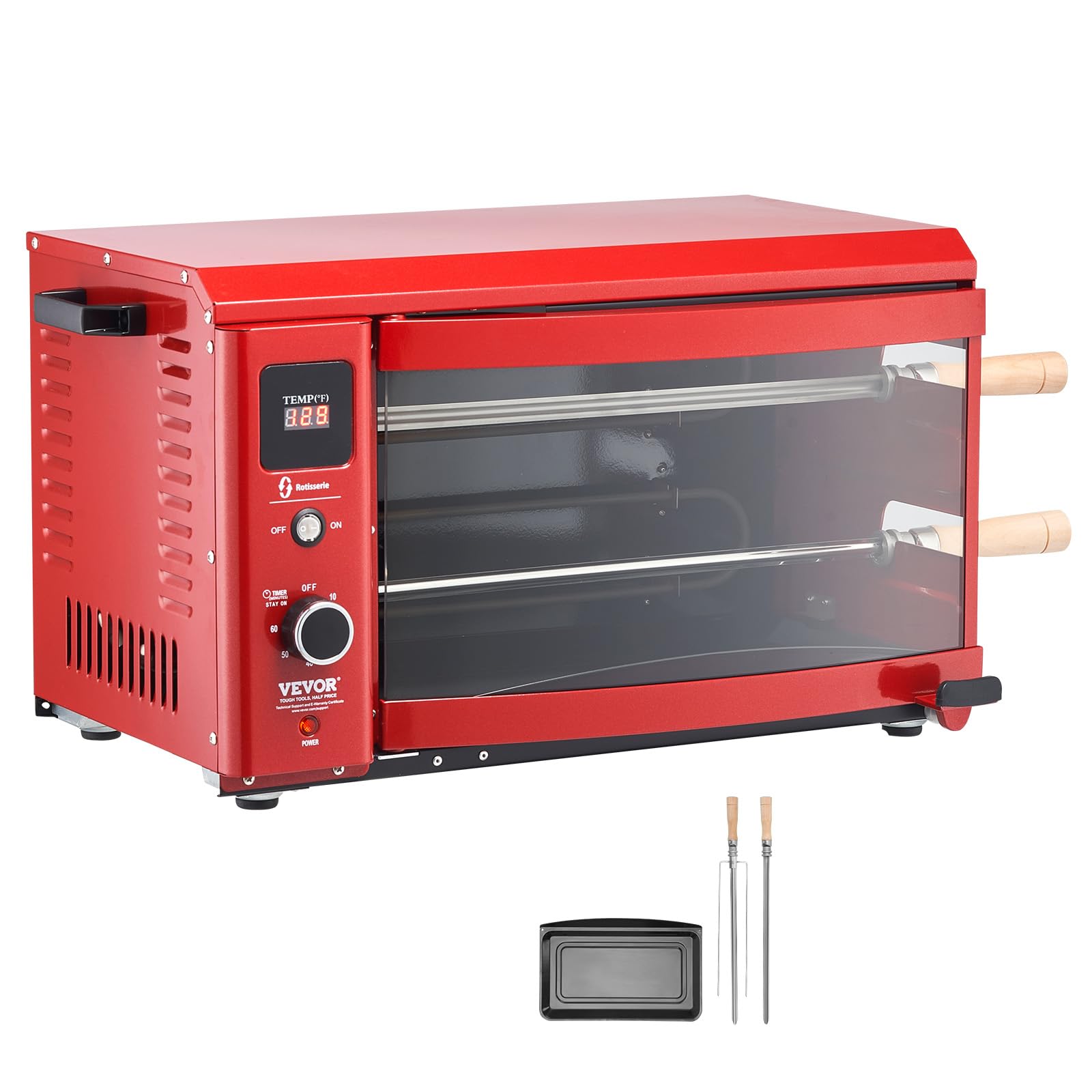 VEVOR Shawarma Grill Machine, Chicken Shawarma Cooker Machine Countertop, Electric Stainless Steel Broiler Gyro Rotisserie Oven Doner Kebab Machine, for Home Restaurant Kitchen Parties