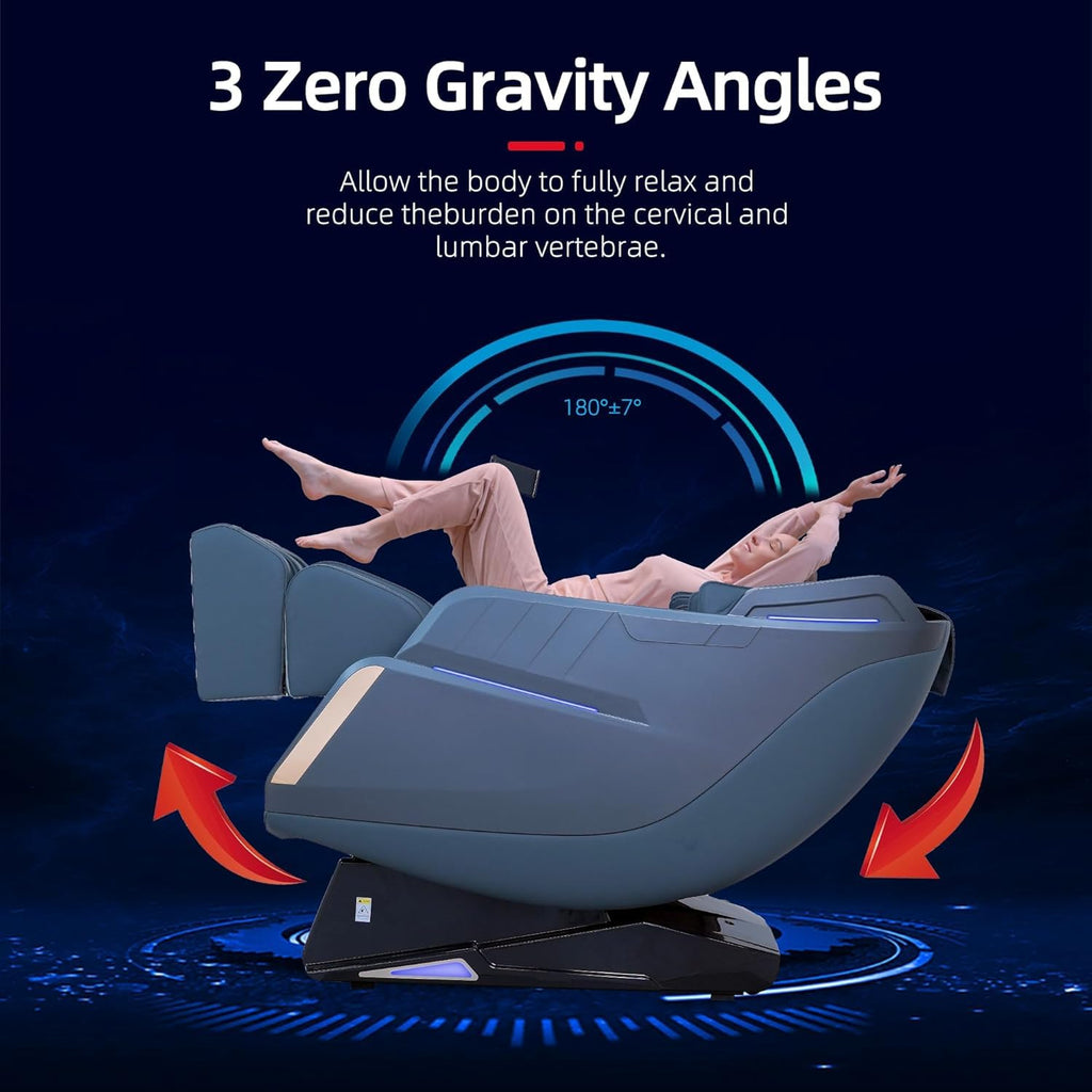 4D Massage Chairs Full Body Recliner with Heat Zero Gravity 57'' SL Track Shiatsu Massage Chair for Home Office with AI Voice, 7" Touch Screen, Wireless Charging,Neck & Shoulder Relief