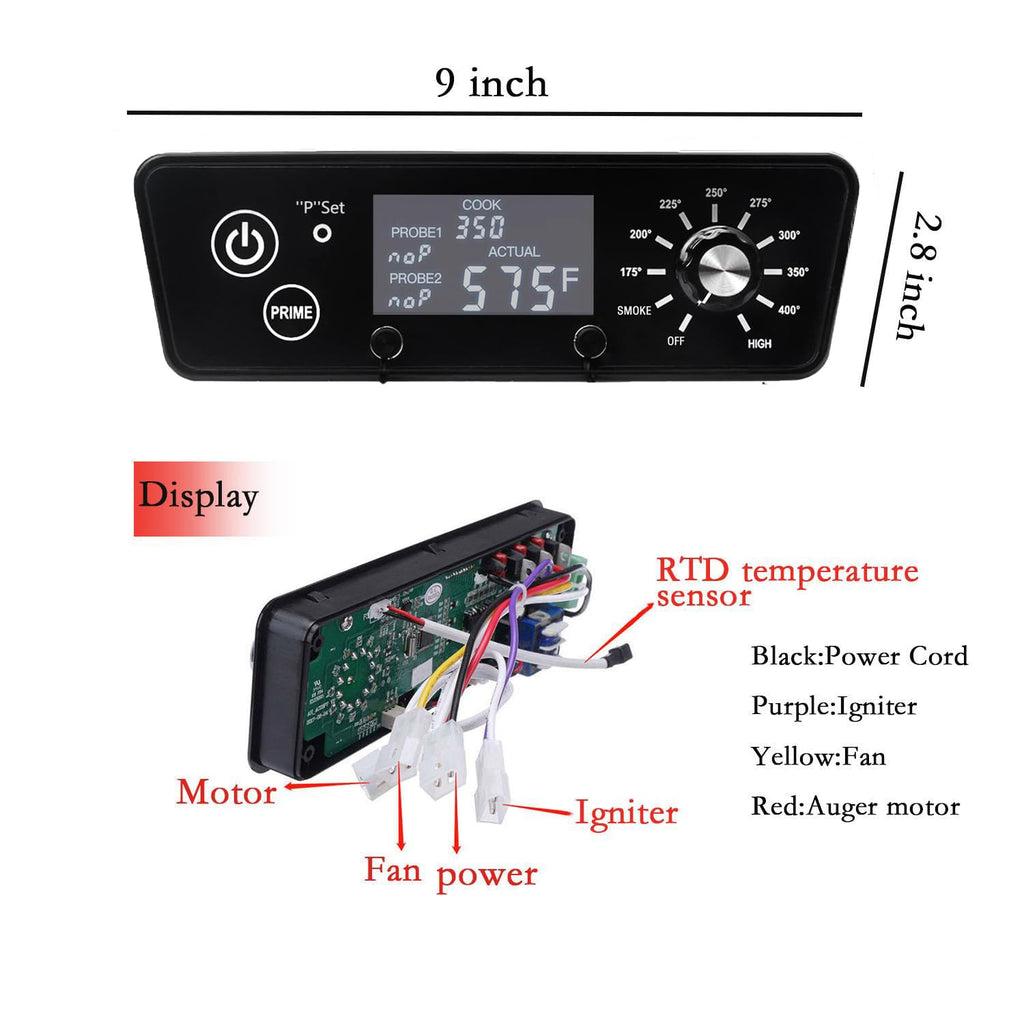 Digital W/LCD Display Control Board Thermostat Kit for Pit Boss Pellet Grill Smoker Austin XL, Replacement Parts Includes Meat Probes,Temp Sensor & Ignition Hot Rod