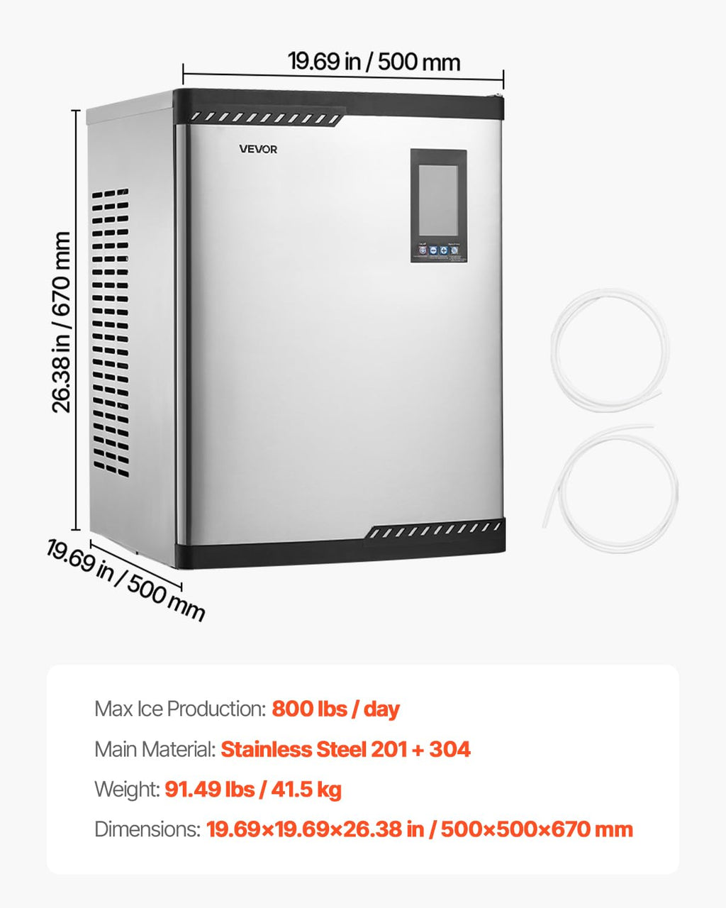 VEVOR Commercial Ice Maker Machine - Head, 300 Lbs/Day Stainless Steel Ice Machine with Scheduled Ice-Making, Self-Cleaning, Adjustable Thickness, Ideal for Restaurant Bar Cafe Hotel - Head Only